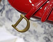Dior Medium Saddle Bag In Red Patent Leather M900109 - 4