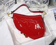 Dior Medium Saddle Bag In Red Patent Leather M900109 - 5