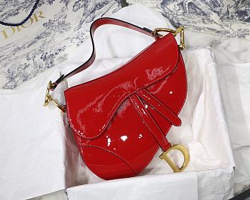 Dior Medium Saddle Bag In Red Patent Leather M900109