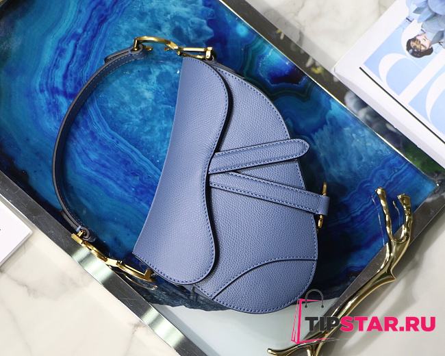 Dior Saddle Palm Pattern Small Retro Blue S9001 - 1