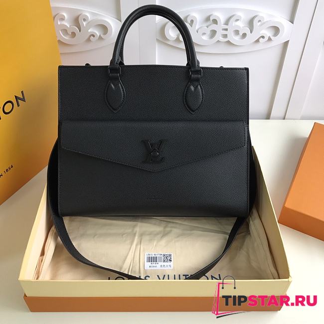 Louis Vuitton Lockme Tote MM Bag in Grainy Calfskin M55846 Black  - 1
