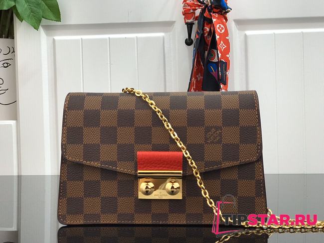 Louis Vuitton Croisette Chain Wallet Damier Ebene N60288 Brown - 1