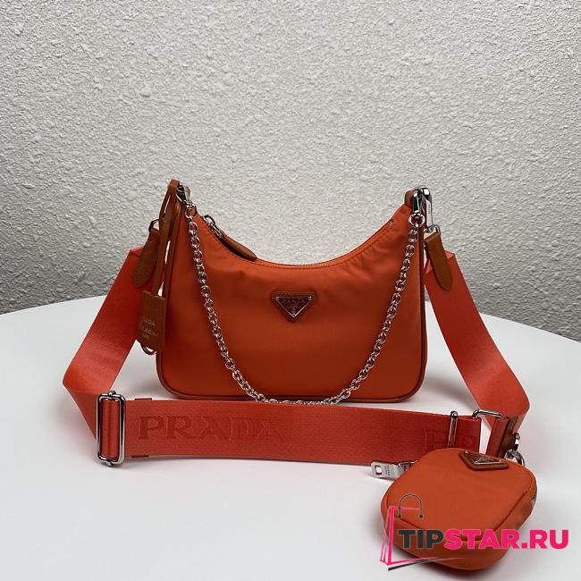 Prada Nylon Hobo 1BH204 Orange  - 1