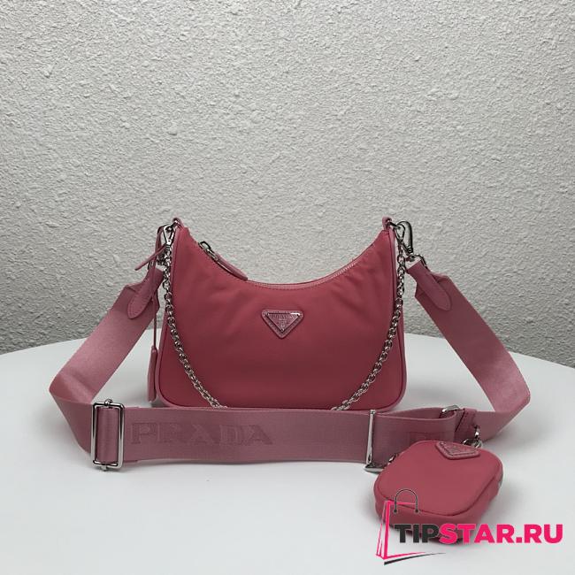 Prada Nylon Hobo 1BH204 Pink  - 1