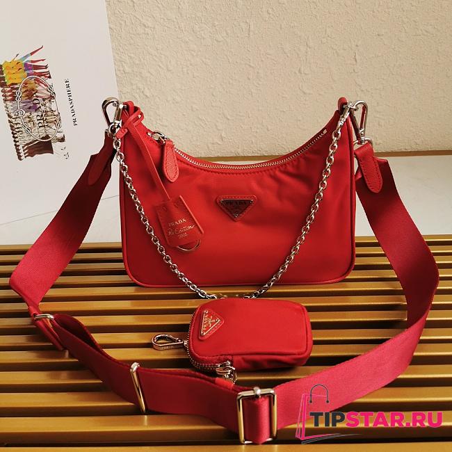 Prada Nylon Hobo 1BH204 Dark Pink  - 1