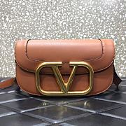 Valentino Supervee crossbody calfskin bag in brown 26.5cm - 1