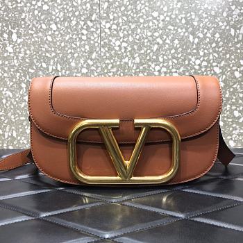 Valentino Supervee crossbody calfskin bag in brown 26.5cm
