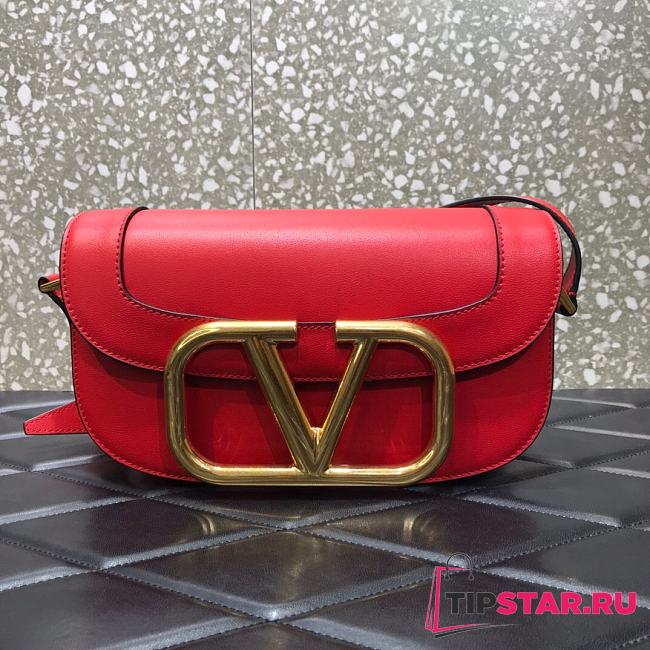 Valentino Supervee crossbody calfskin bag in red 26.5cm - 1