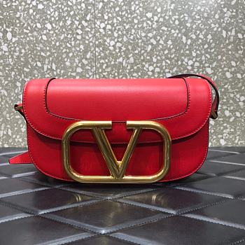Valentino Supervee crossbody calfskin bag in red 26.5cm