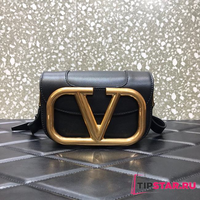 Valentino small Supervee crossbody calfskin bag in black 18cm - 1