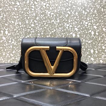Valentino small Supervee crossbody calfskin bag in black 18cm