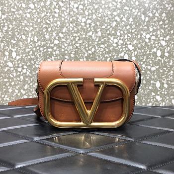 Valentino small Supervee crossbody calfskin bag in brown 18cm