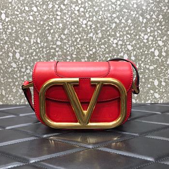 Valentino small Supervee crossbody calfskin bag in red 18cm