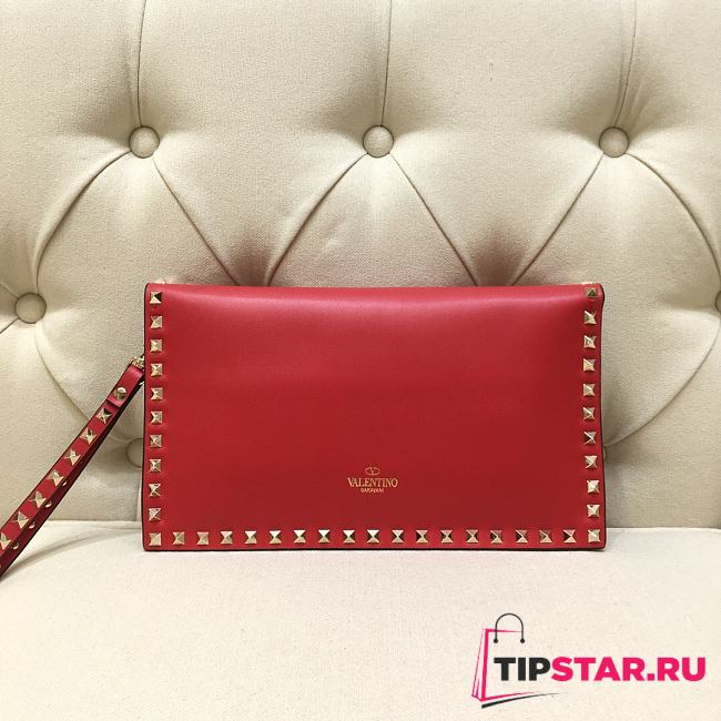 Valentino Garavani Rockstud Clutch Red - 1