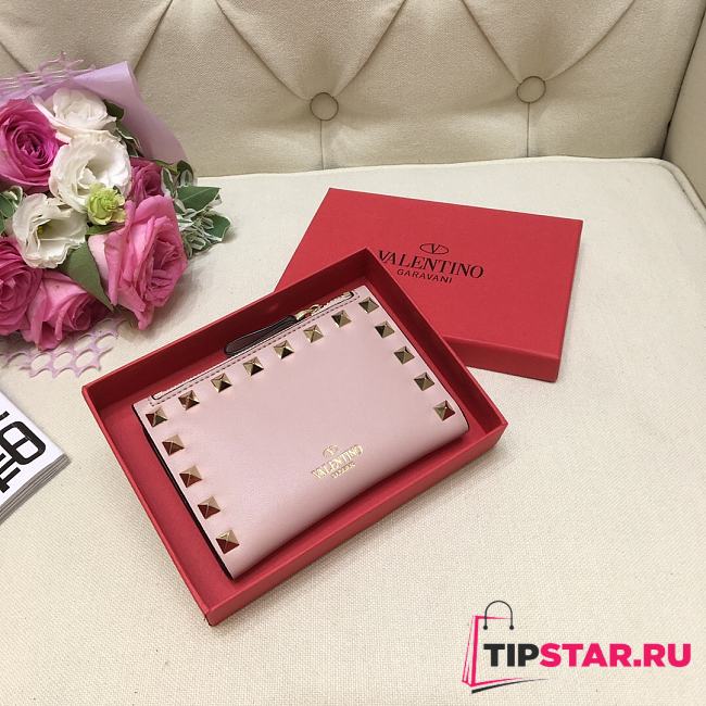 Valentino Rockstud Leather Wallet Pink  - 1