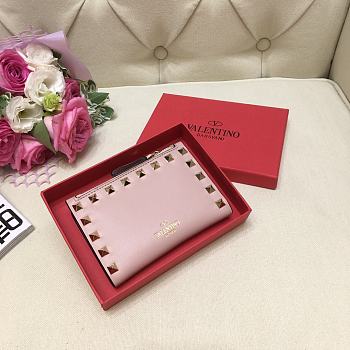 Valentino Rockstud Leather Wallet Pink 