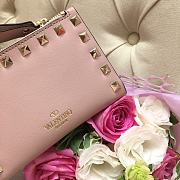 Valentino Rockstud Leather Wallet Pink  - 2