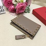 Valentino Rockstud Leather Wallet Gray  - 3