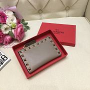 Valentino Rockstud Leather Wallet Gray  - 2