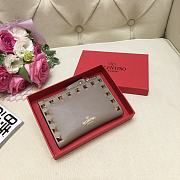 Valentino Rockstud Leather Wallet Gray  - 1