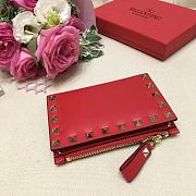 Valentino Rockstud Leather Wallet Red  - 5