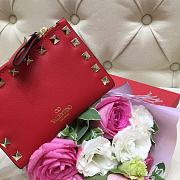 Valentino Rockstud Leather Wallet Red  - 4