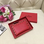 Valentino Rockstud Leather Wallet Red  - 3