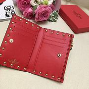 Valentino Rockstud Leather Wallet Red  - 2