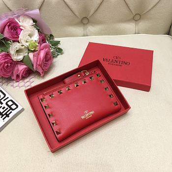 Valentino Rockstud Leather Wallet Red 