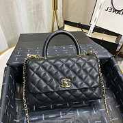 Chanel Coco Grained Calfskin with Handle Small Black | 92993  - 1
