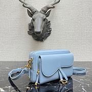 Saddle Double Pouch Blue Goatskin - 2