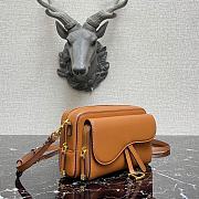 Saddle Double Pouch Cognac Goatskin  - 5