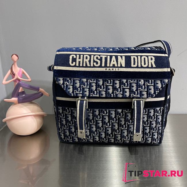 Diorcamp Bag Blue Dior Oblique Embroidery   - 1