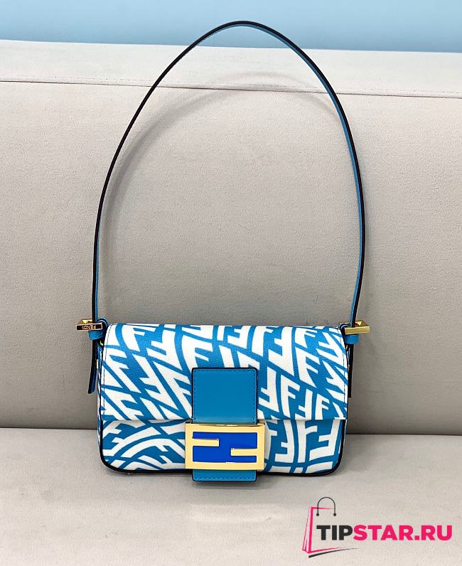 Fendi Mini Baguette 1997 Blue Glazed Canvas Bag  - 1