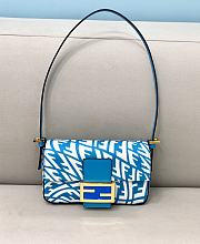 Fendi Mini Baguette 1997 Blue Glazed Canvas Bag  - 1