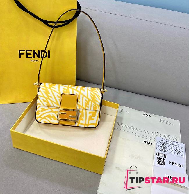 Fendi Mini Baguette 1997 Yellow Glazed Canvas Bag  - 1