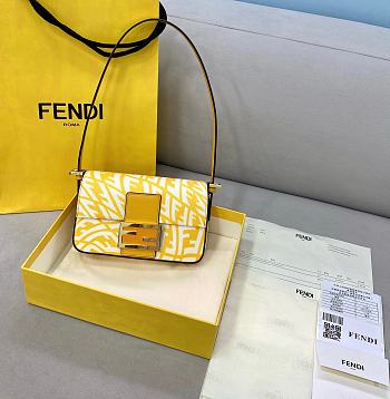 Fendi Mini Baguette 1997 Yellow Glazed Canvas Bag 