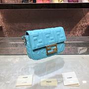 Baguette Blue Leather Bag  - 2