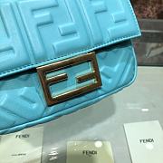 Baguette Blue Leather Bag  - 4
