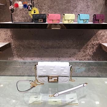 Baguette White Leather Bag 