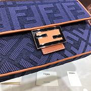 Fendi Women Medium Iconic Baguette Blue Denim Embroidered FF Bag  - 3
