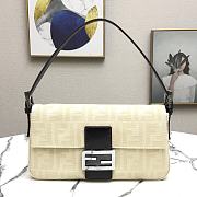 Fendi Zucca Baguette Cream White Monogram Canvas Shoulder Bag  - 1