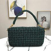 Fendi Women Baguette Jacquard Fabric Interlace Bag-Green  - 6