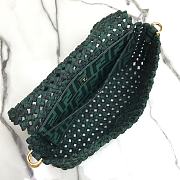Fendi Women Baguette Jacquard Fabric Interlace Bag-Green  - 5