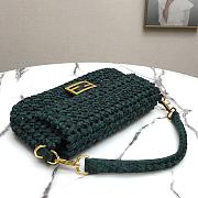 Fendi Women Baguette Jacquard Fabric Interlace Bag-Green  - 4