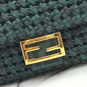 Fendi Women Baguette Jacquard Fabric Interlace Bag-Green  - 2