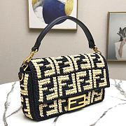 Fendi Women Baguette Black Raffia FF Bag  - 5