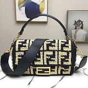 Fendi Women Baguette Black Raffia FF Bag  - 4