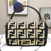 Fendi Women Baguette Black Raffia FF Bag  - 1