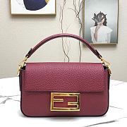 Fendi 3 Baguette Bag Wine Red 19cm - 1